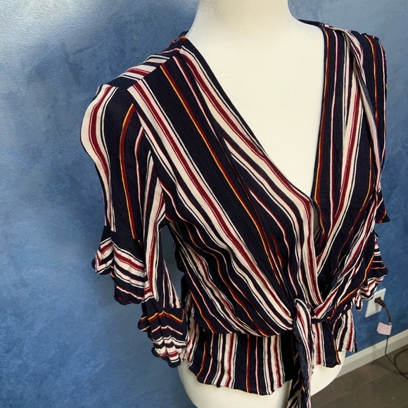 Red | Blue | Yellow Striped Peplum Top - Picture 5 of 10